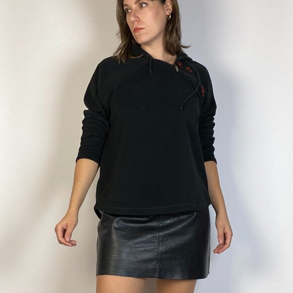 Vintage Y2K Authentic HARLEY DAVIDSON Fleece Asymmetrical Hoodie Medium to Large - Picture 6 of 12